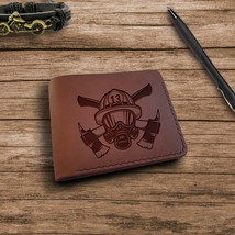 Firefighter Wallet Birthday Gift for Him. Personalized Leather Customized Wallet - £35.97 GBP