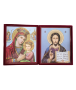13&quot; Greek Orthodox Red Velvet Large Case Wedding Blessing Dyptich Icon 33cm - $651.02 MXN