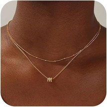 Layered Initial Necklaces for Women Trendy 14K Gold Plated Letter A Z Pendant Ne - £18.01 GBP