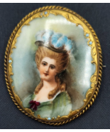 Antique Cameo Portrait Brooch Hand Painted Transferware Porcelain Gold G... - $1,316.98 MXN