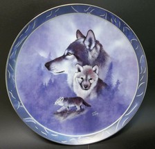 Spirit of The Wilderness Porcelain Art Plate Wolves Golden Generations Blue Wolf - £9.38 GBP