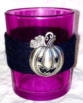 Deep Pink Votive Candle Holder Halloween Boo Pumpkins - £14.02 GBP