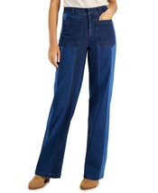 $90 Inc High Rise Colorblock Wide-Leg Jeans Blue Size 12 (DEFECT) - £16.40 GBP