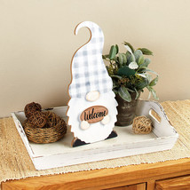6 Pc Interchangeable Gnome Sign w/ 5 Holiday Season Icons Wooden Tabletop Decor - £19.75 GBP