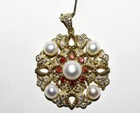 $600 .925 Sterling Silver .70CT Natural Gemstones &amp; Pearl Cluster Dangle... - $281.05