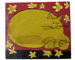  folk art cat painting on wood - $157.50