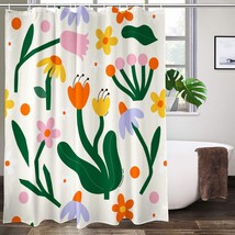 Retro Vintage Flowers 70S 80S Shower Curtain Washable Waterproof Fabric Aestheti - £23.36 GBP