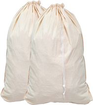 2 Pack Extra Large Natural Cotton Laundry Bag Beige 28&quot; x 36&quot; NEW - £18.34 GBP