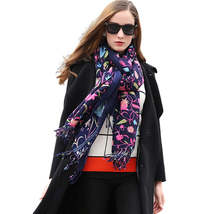 Anyyou 100% Pure Merino Wool Navy Blue Poncho Winter Large Scarf Pashmin... - £76.66 GBP+
