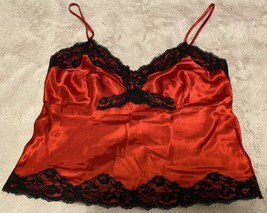 Fredericks Of Hollywood 90s Red Satin Lace Camisole Large - £41.23 GBP