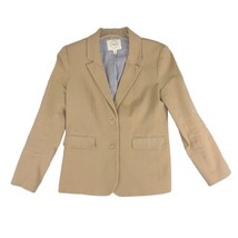 1901 Nordstrom Women&#39;s 12 Classic Fit Camel 2-Button Cotton Blazer Jacket Preppy - £23.20 GBP