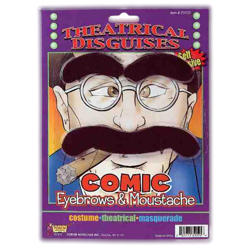 FORUM SELF ADHESIVE COMIC EYEBROWS & MOUSTACHE BLACK COSTUME ACCESSORY 23332 Item image 2