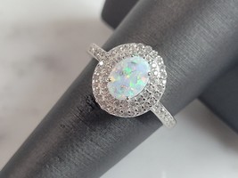 Womens Sterling Silver Modernist Opal Ring 3.0g E3902 - £23.49 GBP