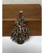 Vintage ART Arthur Pepper Christmas Tree Multicolor Rhinestone Brooch. 1... - $22.00