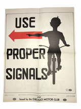 AAA Chicago Motor Club “Use Proper Signals” 2 Sided Safety Poster 1966 - $40.84