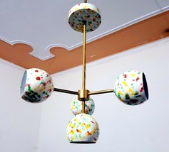 Multi-Color Blot Eyeball Umbrella 4 Arms Decorative Brass Light Installation-... - £215.27 GBP