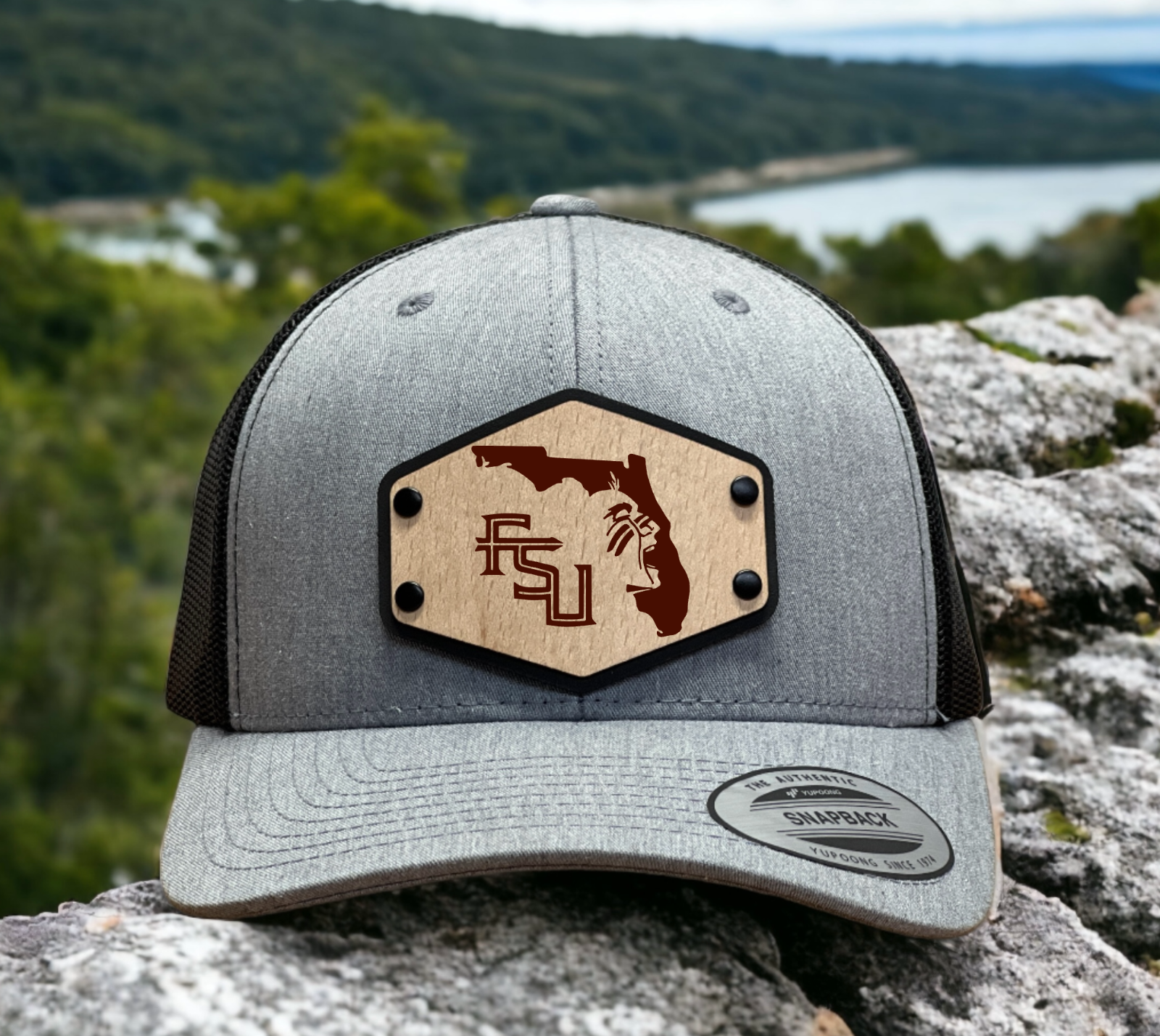 Florida State American Pan Handle University Hat Cap with Wood Leather P... - $27.99