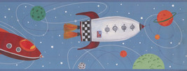 Rocket Spaceship Planets Stars ZB3229BD Wallpaper Border - £24.08 GBP
