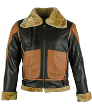 Men&#39;s Bomber Faux Fur Shearling Real Genuine Leather Jacket - £114.98 GBP