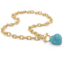 PalmBeach Jewelry Crystal Heart Charm Birthstone Toggle Necklace in Goldtone - £8.92 GBP