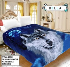 Wolf Face Blue Multicolor Bella Plush Blanket Softy And Warm King Size - £54.94 GBP
