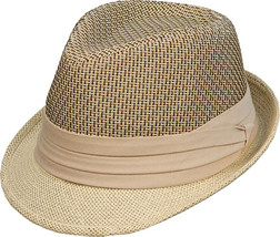 Unisex Trilby Fedora Panama Hat T707B Woven Toyo Straw Tweed Beige Brown... - $23.76+
