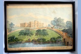 1805 Antique Sir Rich Arkwright Mansion Cromford Handcolor Engraving Derbyshire - £232.72 GBP