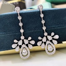 Luxury 925 Sterling Silver High Carbon Diamond Long Pendant Earrings for Women C - £54.62 GBP