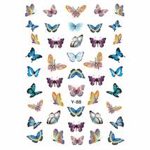 Manicure 3D Flower Charm Nail Decals Butterfly Colorful Nail Art Sticker(Y88) - £8.76 GBP
