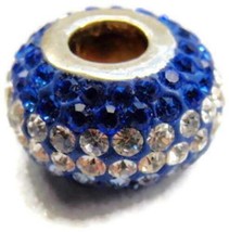Bead Spacer Blue White Simulated Cubic Zirconia Vintage Sterling Silver 925 - £11.83 GBP