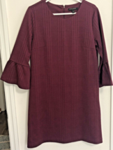 Banana Republic Women&#39;s 3/4 Bell Sleeve Dark Wine Houndstooth Knit Dress Size M - £20.10 GBP