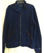 POLO Golf Ralph Lauren L Blue Zip-Front Fleece Jacket Windbreaker Leathe... - $24.00