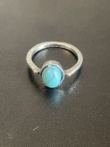 Turquoise Stone Silver Plated Woman Girl Ring Size 4.5 Jewelry - £3.95 GBP