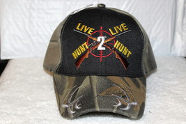 HUNTING LIVE TO HUNT RIFLE OUTDOOR HUNTER BASEBALL CAP ( CAMOUFLAGE &amp; BL... - £8.94 GBP