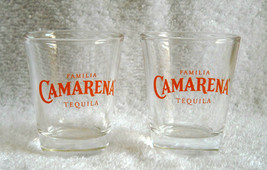 2 New Familia Camarena Tequila Shot Glasses 1.5 oz orange logo - $19.75