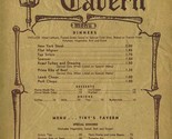 Tiny&#39;s Tavern Menu Steak House 1940&#39;s OPA Pricing - $27.70