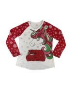 new HOLIDAY TIME girl&#39;s CHRISTMAS SWEATER sz L 10-12 unicorn shirt pullover - $271.29 MXN
