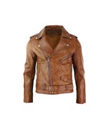 Men &amp; Women Leather Jacket Vintage Biker Café Racer Designer Distressed ... - $277.46 CAD