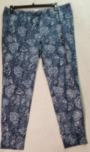 Lucky Brand Sleepwear Pajama Pants Women XL Blue Floral Elastic Waist Drawstring - £13.74 GBP
