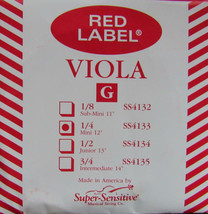 Viola String G 1/4 Mini 12&quot; SS4133 Red Label Super Sensitive Music Instr... - £11.01 GBP