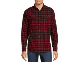 George Men&#39;s Long Sleeve Flannel Botton-Down Shirt Red Mark Plaid Size M (38-40) - $23.75