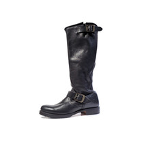 FRYE Boots 7 Womens &#39;Veronica&#39; Tall Black Leather Slouchy Moto Boots - £135.09 GBP