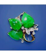 Earth mined Jadeite Jade Antique Diamond Ring Art Deco Solid 14k Gold St... - $3,605.25