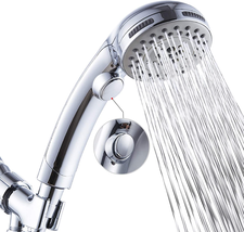 Shower Head, High Pressure 6 Setting Shower Head Hand-Held with ON/OFF Switch an - £29.18 GBP