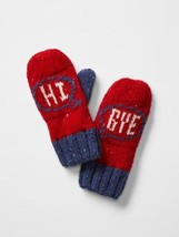 New Gap Kids Girl Graphic Greetings Nepped Knit Wool Winter Mitten Gloves S M - £11.98 GBP