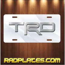 TOYOTA TRD Inspired Art on Silver and White Aluminum Vanity license plate Tag - £15.45 GBP