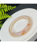 Madagascar Agate Bangle 58+MM Icy Translucent Light Honey Sugar Floating... - $136.99