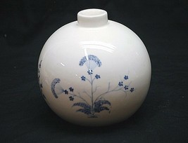 Old Vintage Ceramic Sphere Ball Candle Holder w Cobalt Blue Floral Design Spain - £38.91 GBP