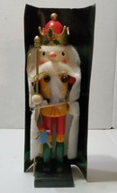 Vintage Wooden Nutcracker 12&#39;&#39; New Old Stock Original Box Christmas Toy King - £37.32 GBP