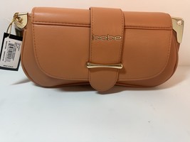 BEBE SAINT LAMBY Tan Dark Orange &amp; Gold Crossbody Bag NWT - $19.99